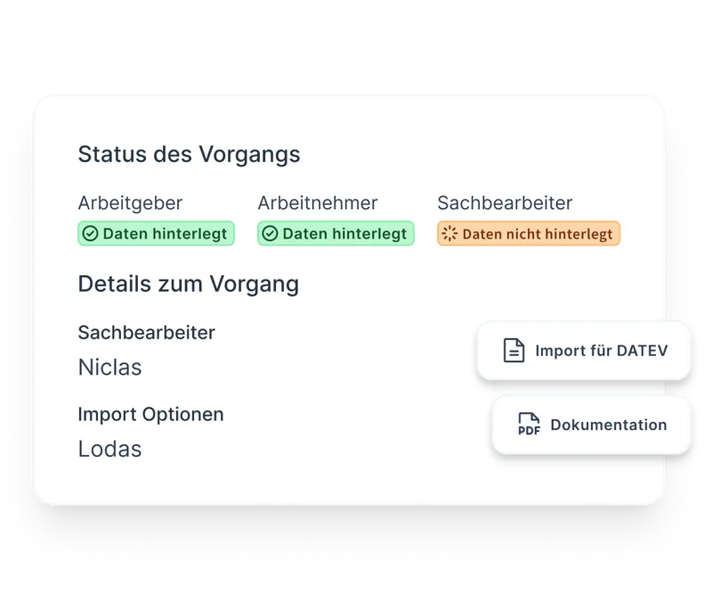Screenshot der Fastdocs Steuerzentrale mit Übersicht über laufende Personalstammdatenprozesse