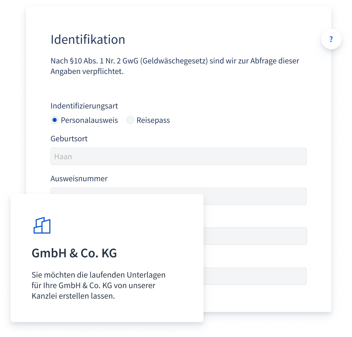 Formular-Beispiel von der Mandantenstammdatenerfassung
