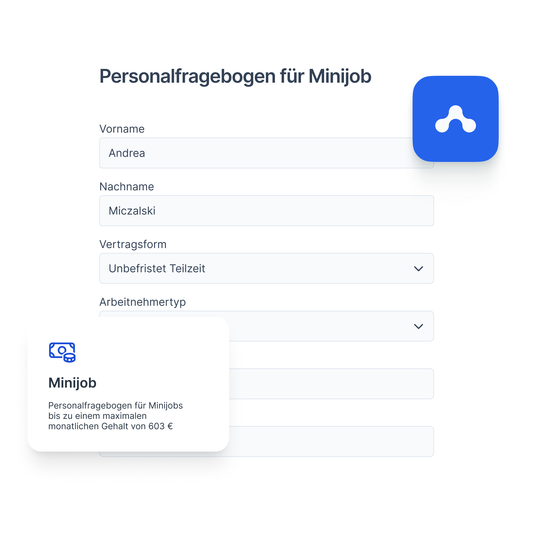 Screenshot von Fastdocs Personalstammdaten.